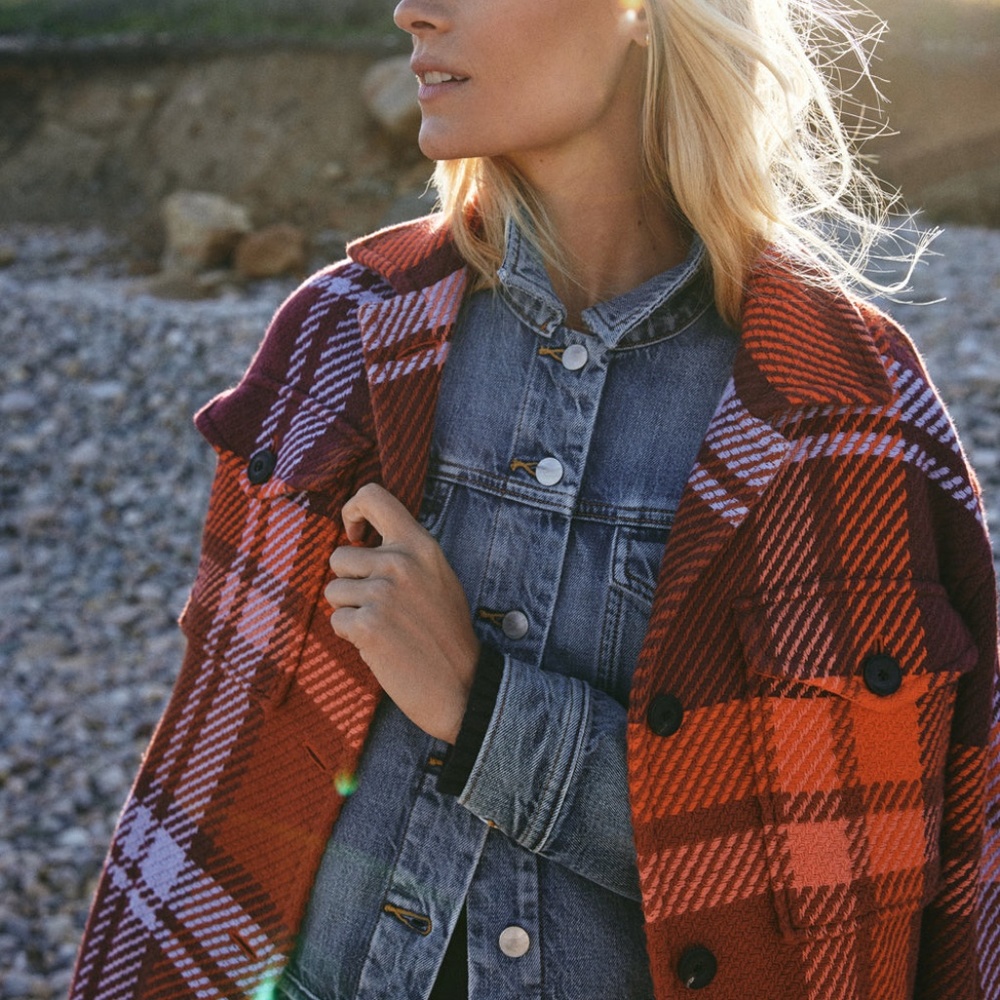 Outerknown Cloud Weave Shirt Jacket in Addison Plaid NWT